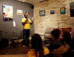 Sam Effah speaks as an Ambassador for Right to Play.