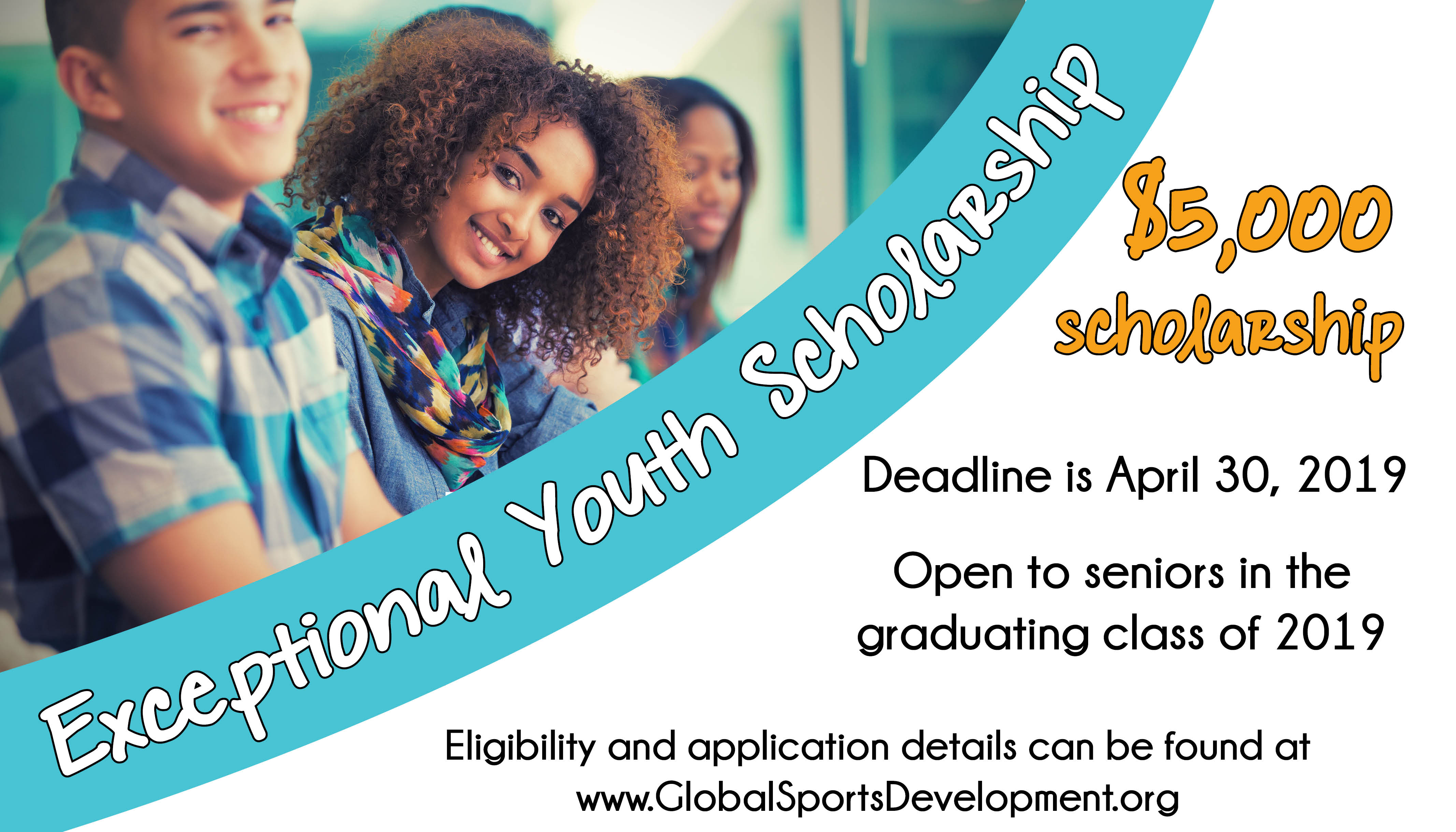 Details about scholarship and image of female student smiling